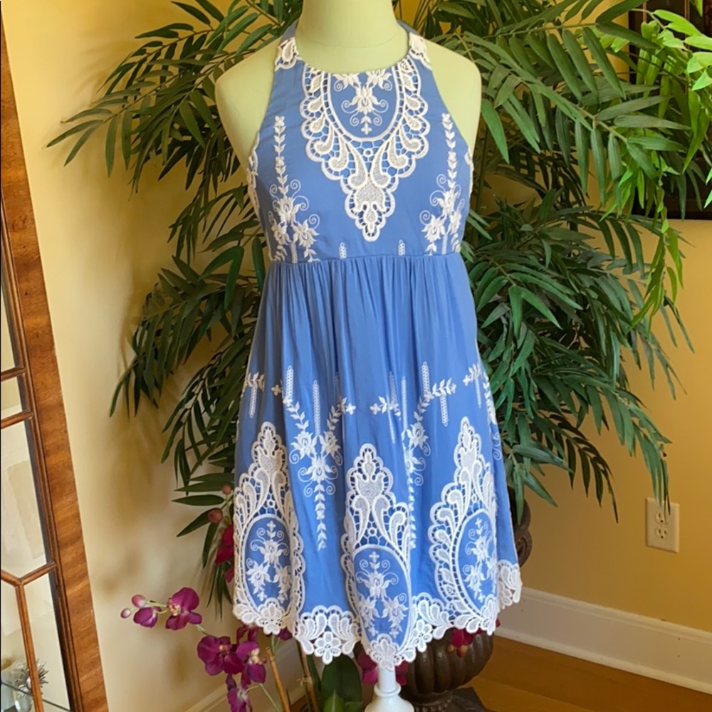 Dolce Vita Blue Embroidered Dress